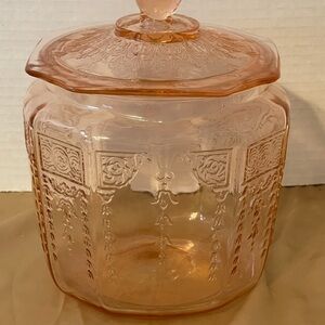 Pink Glass Biscuit Jar with Lid